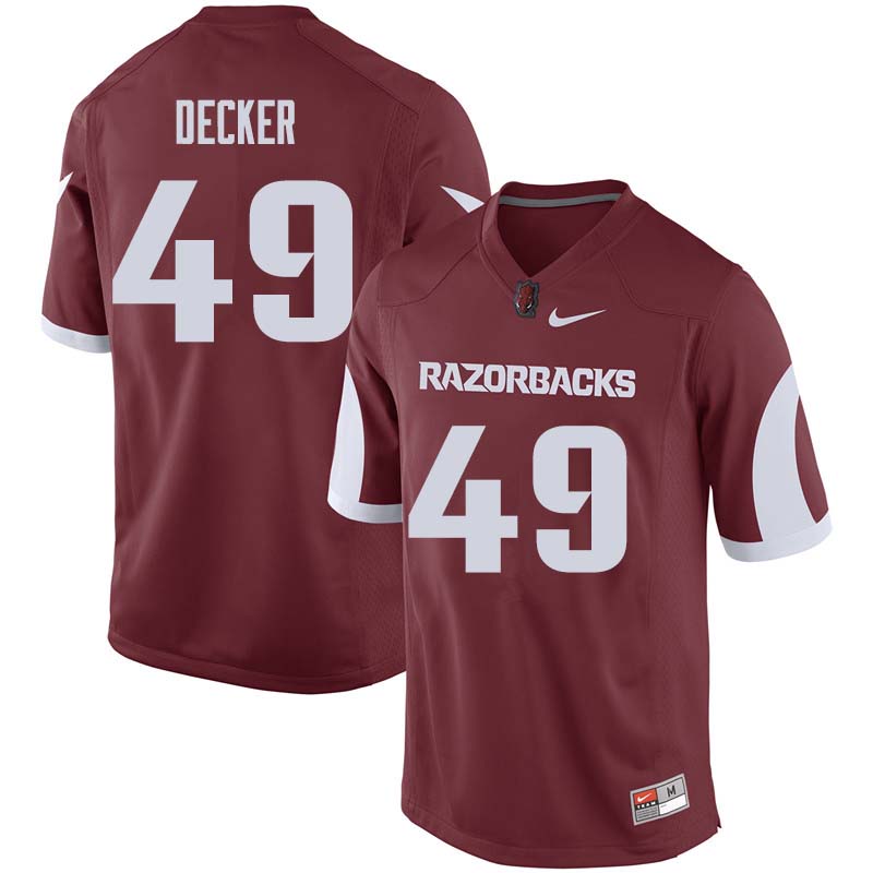 Men #49 Robert Decker Arkansas Razorback College Football Jerseys Sale-Cardinal